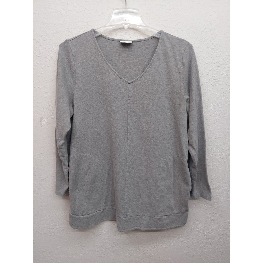 J Jill Pullover Sweatshirt Top Womens XL Gray V Neck Relaxed Cozy Minimalist